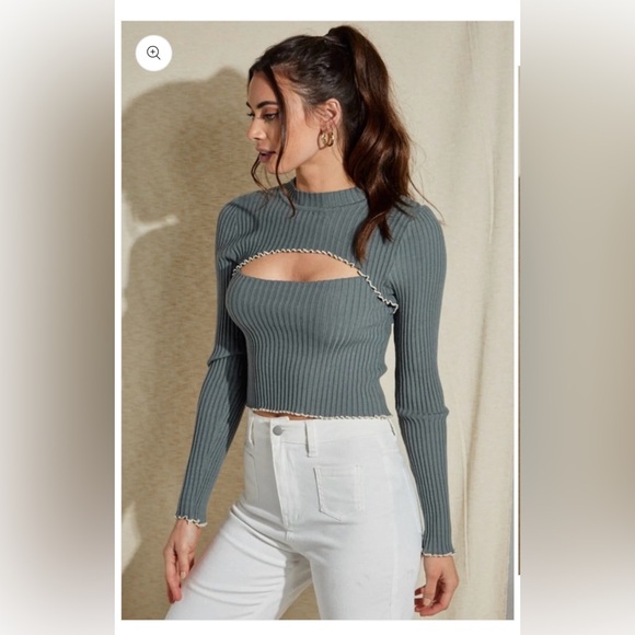 Blue Blush Tops - NWT Blue Blush Open Bodice Pullover Viscose Sweater Bohme Blue Gray Sz S Bolero